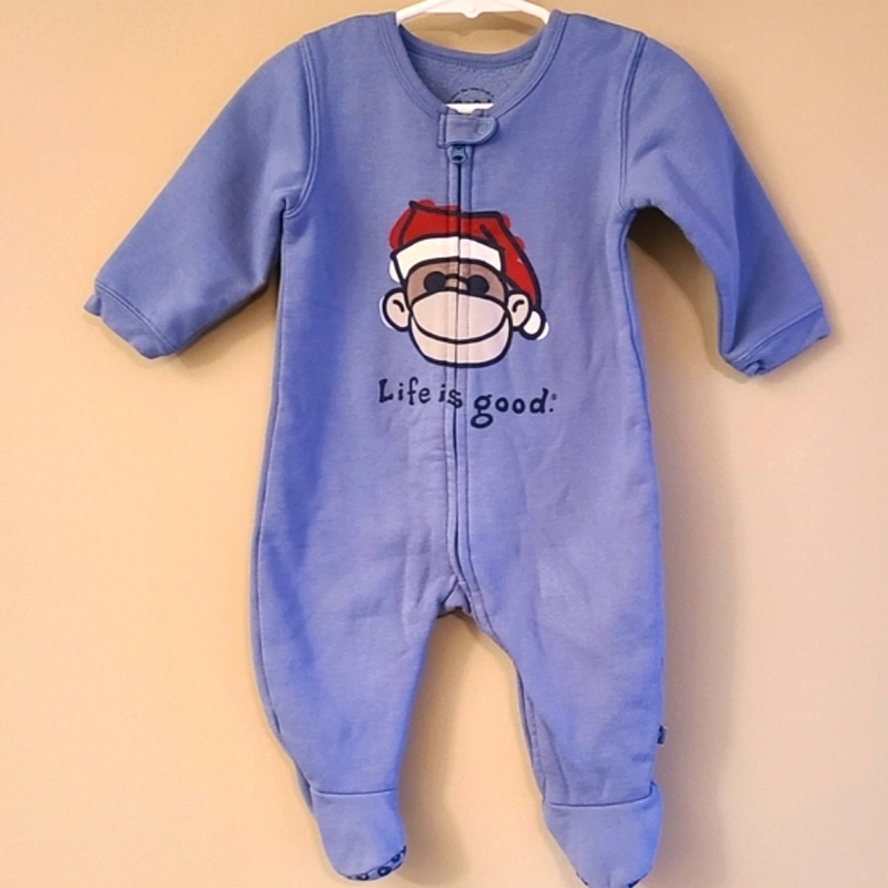 "Life Is Good" greyish blue one piece footed outfit